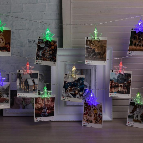 Luazon Lighting Гирлянда "Нить" 4,5 метра с насадками "Прищепки-звёзды ...