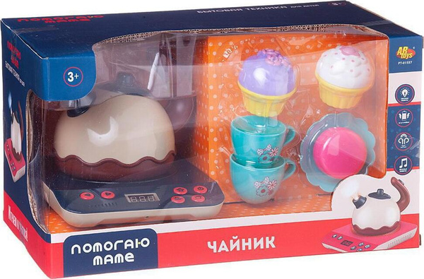 Игровой набор ABtoys Помогаю Маме Чайник на батарейках, посуда ...