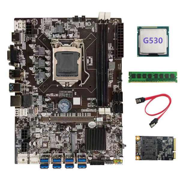 Материнская плата B75 USB для майнинга BTC + процессор G530 + DDR3 4 ГБ ...