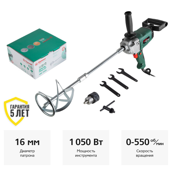 Миксер строительный / дрель миксер HAMMER UDD1050A 186916, 1050 Вт ...