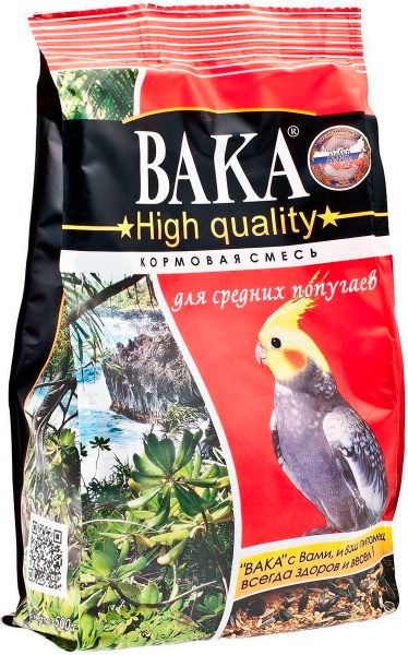 Корм для птиц ВАКА HIGH QUALITY корм для средних попугаев (500 гр ...