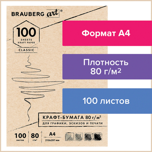 Стоит ли покупать Крафт-бумага для графики, эскизов, печати, рисования в листах 