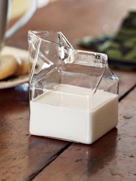 Стеклянный подарочный сосуд для сливок и молока в виде картонного ...