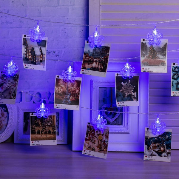 Гирлянда Luazon Lighting Нить, 4,5 м, "Прищепки-снежинки", 20 LED ...
