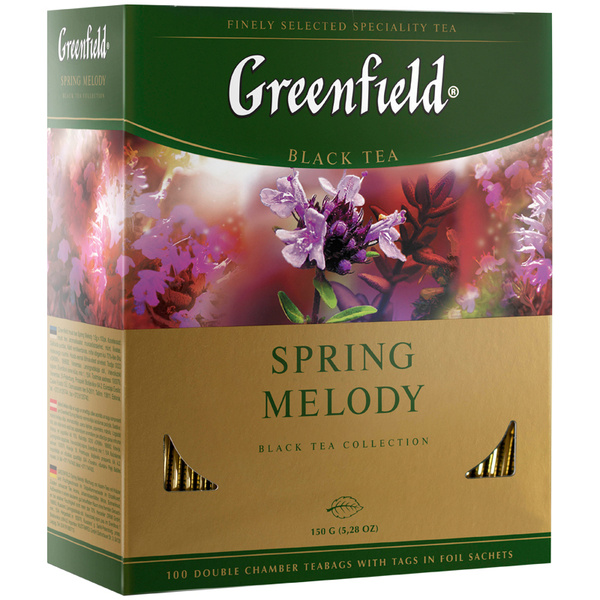Чай Greenfield "Spring Melody", черный, с ароматом мяты, чабреца, 100 ...