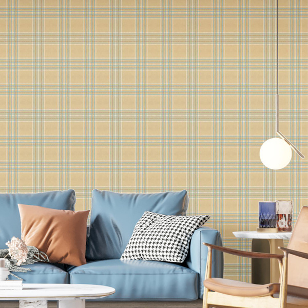 Бежево-голубые обои в клетку decoracion #7072303, 300х280см - купить по ...
