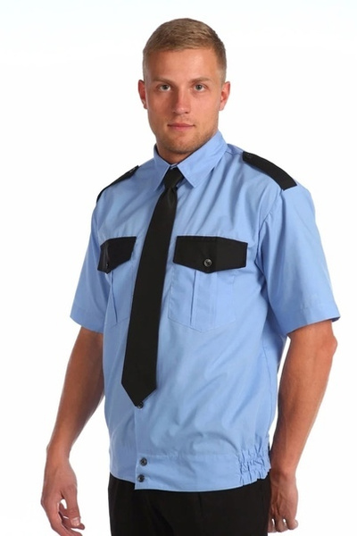  охранника короткий рукав голубая/черная на выпуск -  с .
