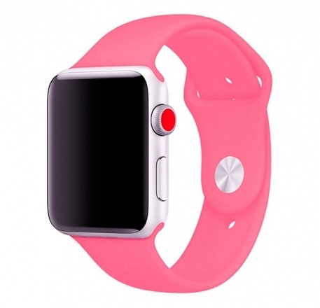 Ремешок силиконовый для Apple Watch 38/40мм (29), розовый, на кнопке ...