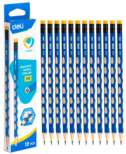 Карандаш ч/г Deli EC016-HB U-Touch HB трехгран. (12шт) - купить с ...