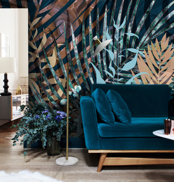 Дизайнерские обои тропические листья и растения 450х270 см ...