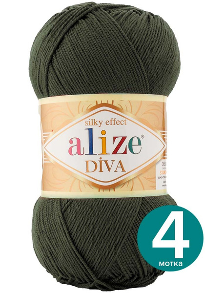 Характеристики Пряжа Alize Diva (Ализе Дива) - хаки (567), 100 г / 350 ...