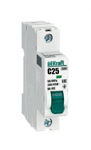 Выключатель автоматический 1п 25А характеристика C ВА-103 6кА 12275DEK ...