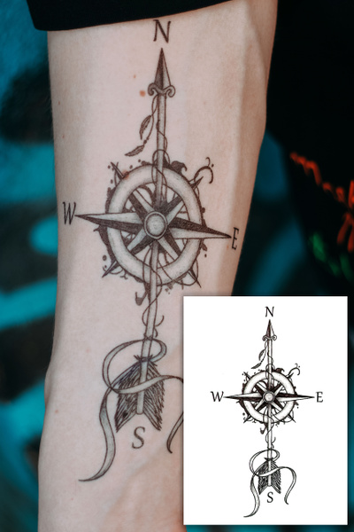 Тату Компас - Сюжеты и Эскизы Тату с Компасом | Tattoo-ideas.ru