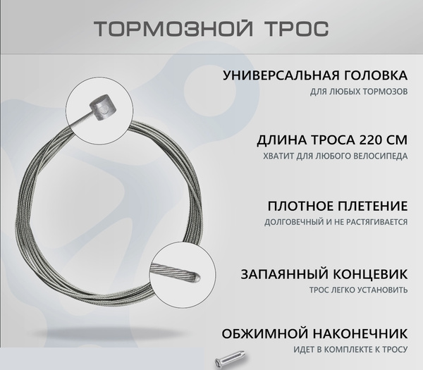 Трос для тормоза велосипеда (1 шт 2200мм + 1 законцовка) - купить с ...