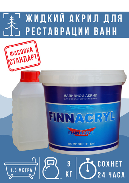 Жидкий акрил для ванн FINNACRYL Стандарт Гладкая, Эпоксидная, Глянцевое ...