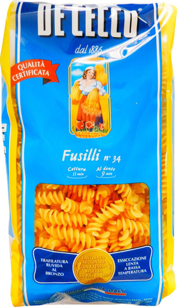 Макароны De Cecco Fusilli n.34 500г 1 шт - купить с доставкой по ...