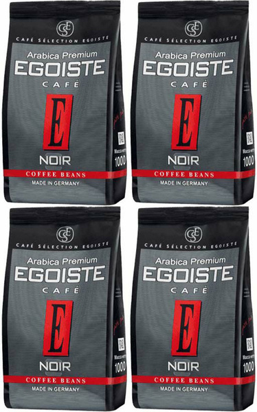 Кофе Egoiste Noir Arabica Premium в зернах 1 кг, комплект: 4 упаковки ...