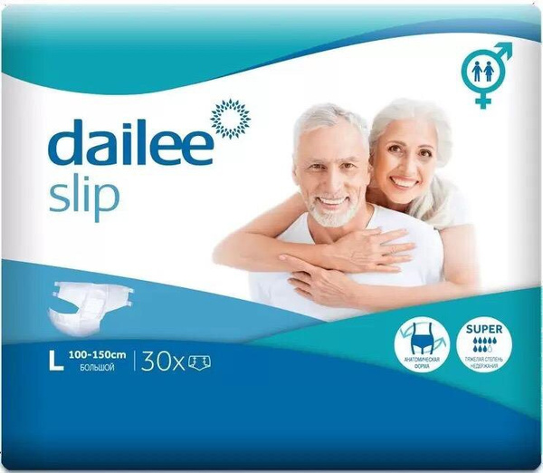 Памперсы для взрослых Dailee Slip Super размер L (100-150 см обхват ...
