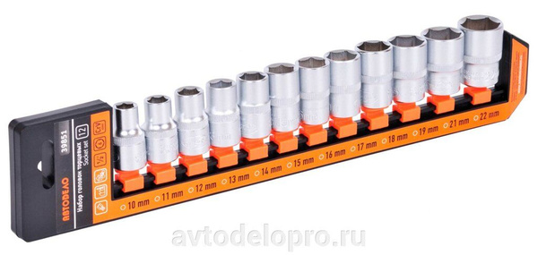 Набор головок 12 предметов 1/2" 6 гр. (10-22 мм) холдер АвтоDело