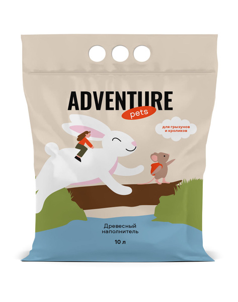 Берёзовый древесный наполнитель для грызунов и кроликов Adventure Pets ...