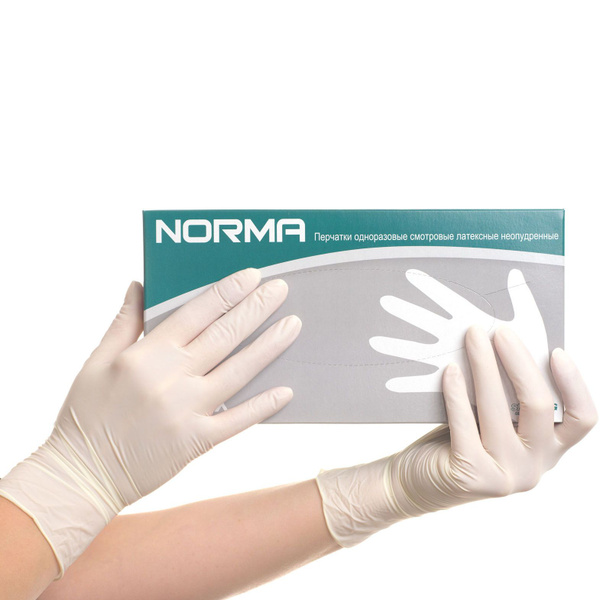 Перчатки медицинские латексные NORMA M 50 пар хлорированные ...