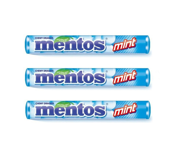 Драже жевательное Mentos, мята (ментол), 37 г. - 3 шт. - купить с ...
