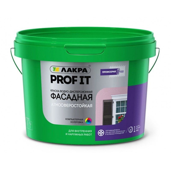 Краска Лакра фасадная PROF IT_C Гладкая, Акриловая, Матовое покрытие ...