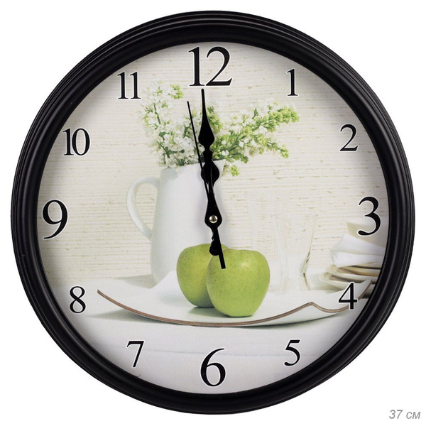 Часы настенные большие 37 см / Пластик, стекло - купить по низкой цене ...