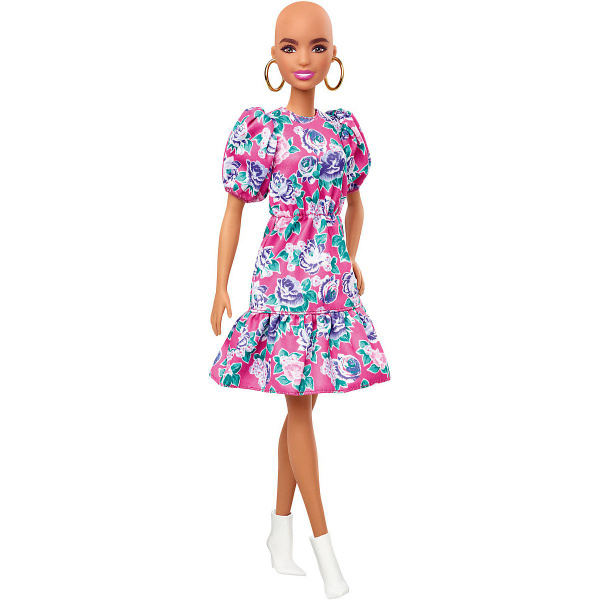 Mattel Кукла Barbie Fashionistas лысая в цветочном платье - купить с ...
