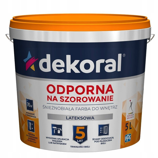 Краска DEKORAL Plus, Акриловая, Латексная, Матовое покрытие, белый ...
