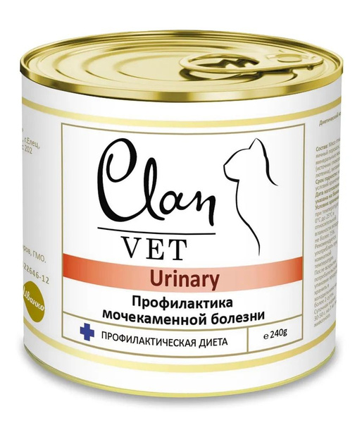 CLAN VET URINARY (12 шт. по 240 гр.) Влажный корм для кошек ...