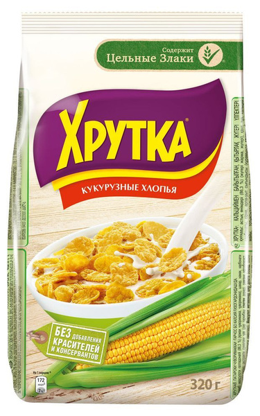 Хрутка Готовый завтрак Кукурузные хлопья, 320 гр - купить с доставкой ...