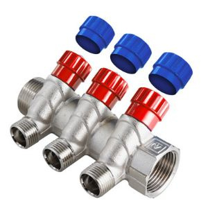 Коллектор латунный VALTEC с регулировочными вентилями 2 выхода 3/4*1/2 ...
