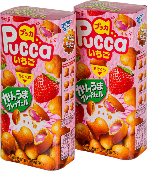 Японское печенье с клубничной начинкой Marble Pucca Strawberry Choco (2 ...