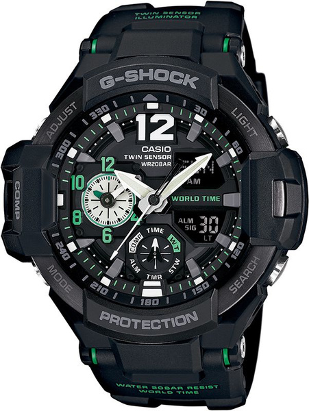 Японские наручные часы Casio GA-1100-1A3 с компасом и термометром ...