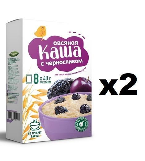 Каша овсяная с черносливом Радово, 2 коробки по 8 пакетиков 40 г ...