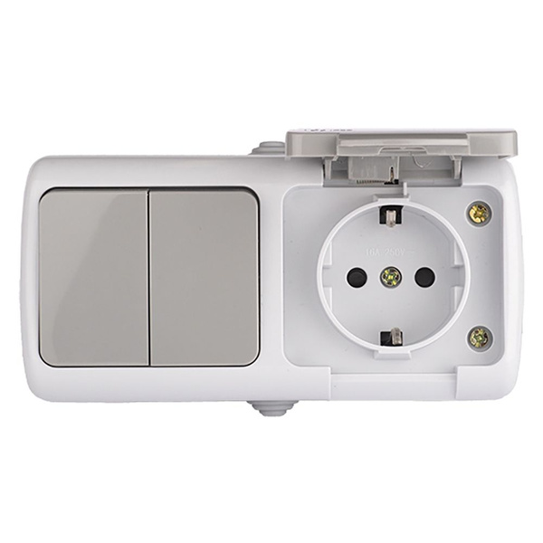 Розетка двойной выключатель EKF Мурманск с заземлением серая - купить ...