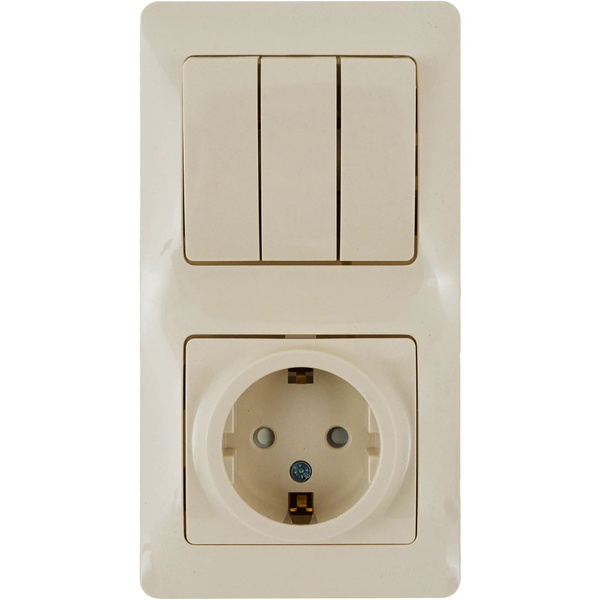 Блок выключатель с розеткой встраиваемый Schneider Electric Glossa 3 ...