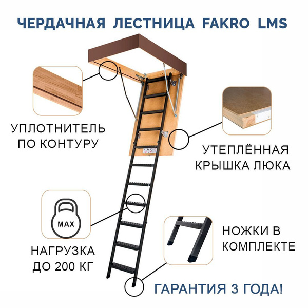 60*130*305 см Чердачная лестница с люком утеплённая металлическая FAKRO ...