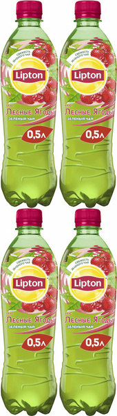 Холодный чай Lipton земляника-клюква 0,5 л, комплект: 4 упаковки по 500 ...