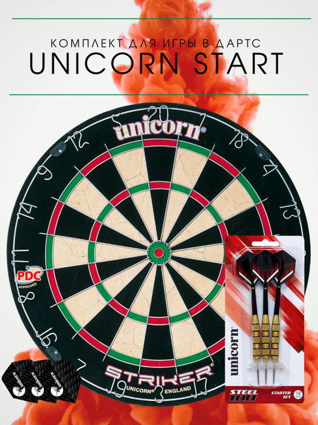 Набор для игры в дартс Unicorn Start профессиональный, мишень из сизаля ...