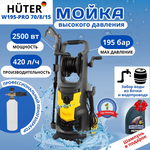 Мойка высокого давления Huter W195-PRO 195 бар 2500вт минимойка с ...
