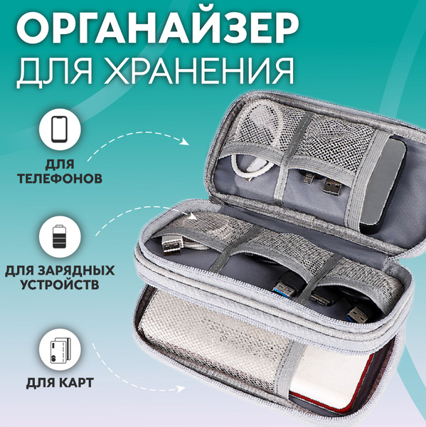 Сумка для проводов, органайзер для флешек, зарядников и зарядок ...
