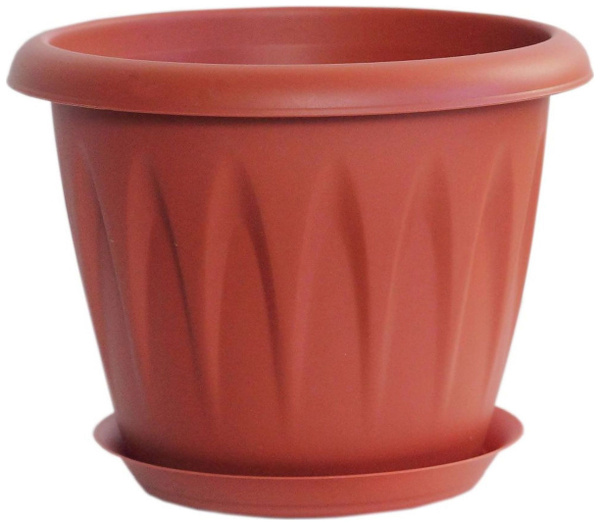 Кашпо IDEA Алиция d14 см 1 л полипропиленовое терракотовое с поддоном ...