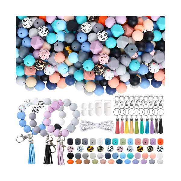 Многоцветные силиконовые бусины для набора для изготовления брелков ...