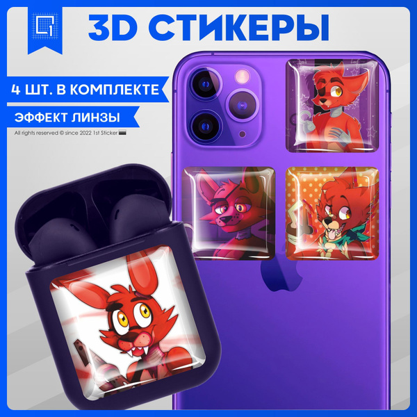 3D Наклейки на телефон Фнаф FNAF Фокси - купить с доставкой по выгодным ...