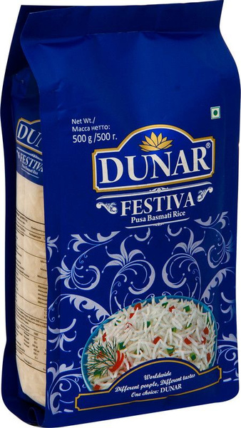 Рис Dunar Festiva Басмати длиннозёрный шлифованный, 500г - купить с ...