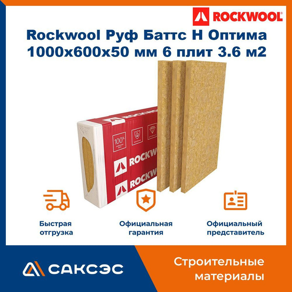 Утеплитель для плоской кровли из минеральной ваты Rockwool Руф Баттс Н .