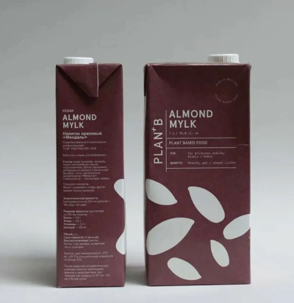 Миндальное растительное молоко, ореховое Plan B "ALMOND MYLK" 2 шт х 1 ...