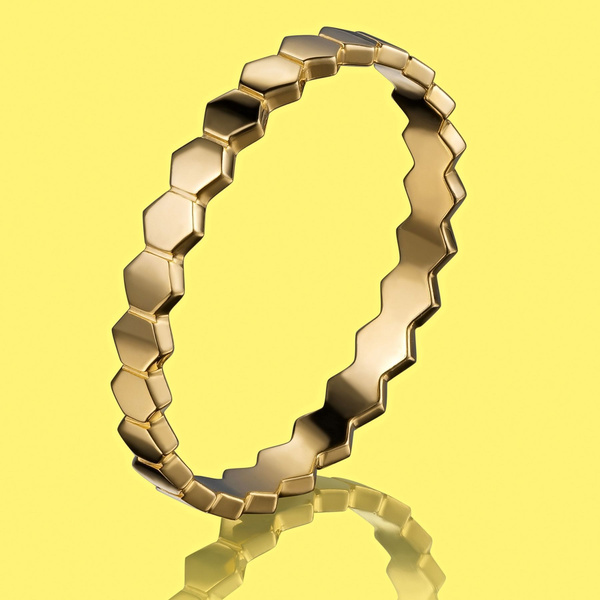 Milanti Кольцо золотое женское 585 пробы в виде пчелиных сотов ...